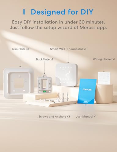 meross Smart Thermostat for Home, WiFi, Works with Matter, Alexa, Apple Home, Google Assistant S167992