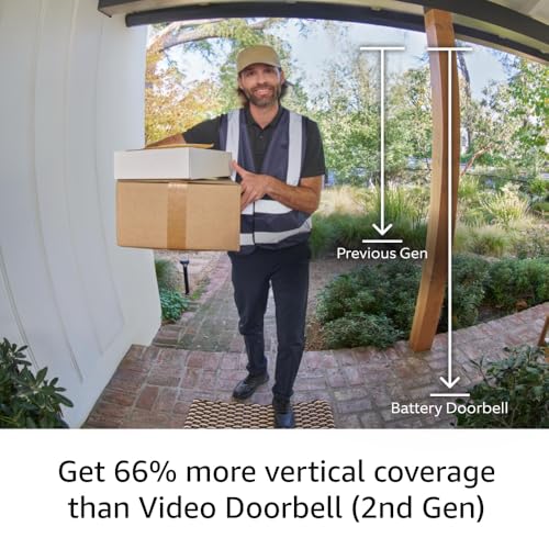 Ring Battery Doorbell, Head-to-Toe Video, Two-Way Talk, Motion Detection, Satin Nickel G156985