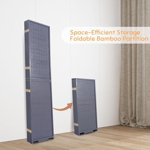 Bamboo Room Divider Folding Privacy Screen 4 Panel Brown R433280