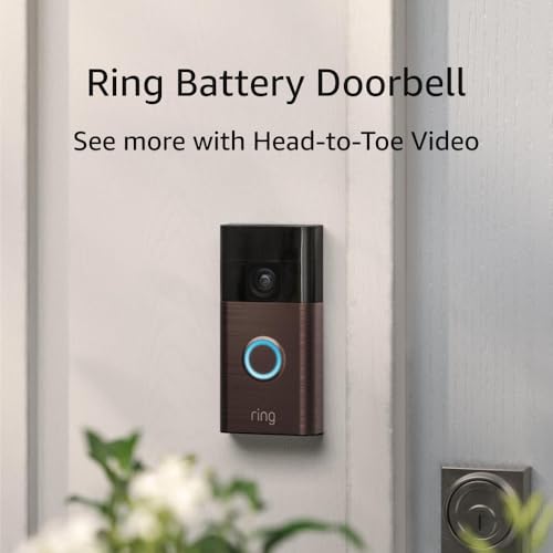 Ring Battery Doorbell, Head-to-Toe Video, Two-Way Talk, Motion Detection, Satin Nickel G156985
