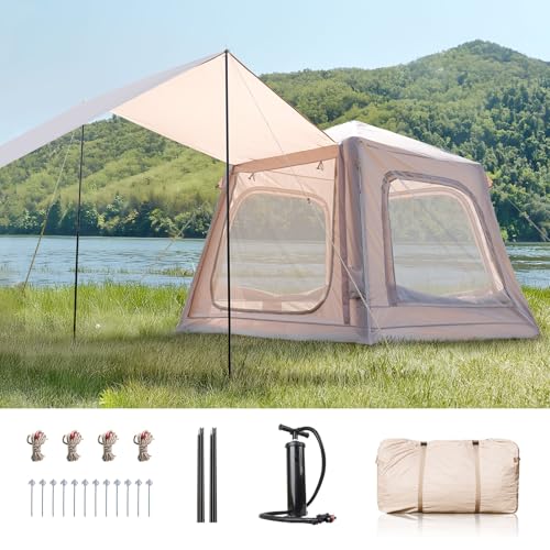 Inflatable Camping Tent with Hand Pump, Waterproof Oxford, 4-6 Person P40923