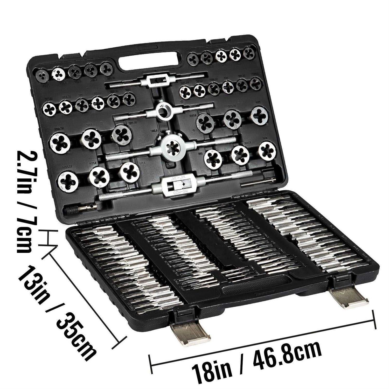 VEVOR 110Pcs Tap and Die Set Metric M2-M18 Titanium with Storage Case W6784