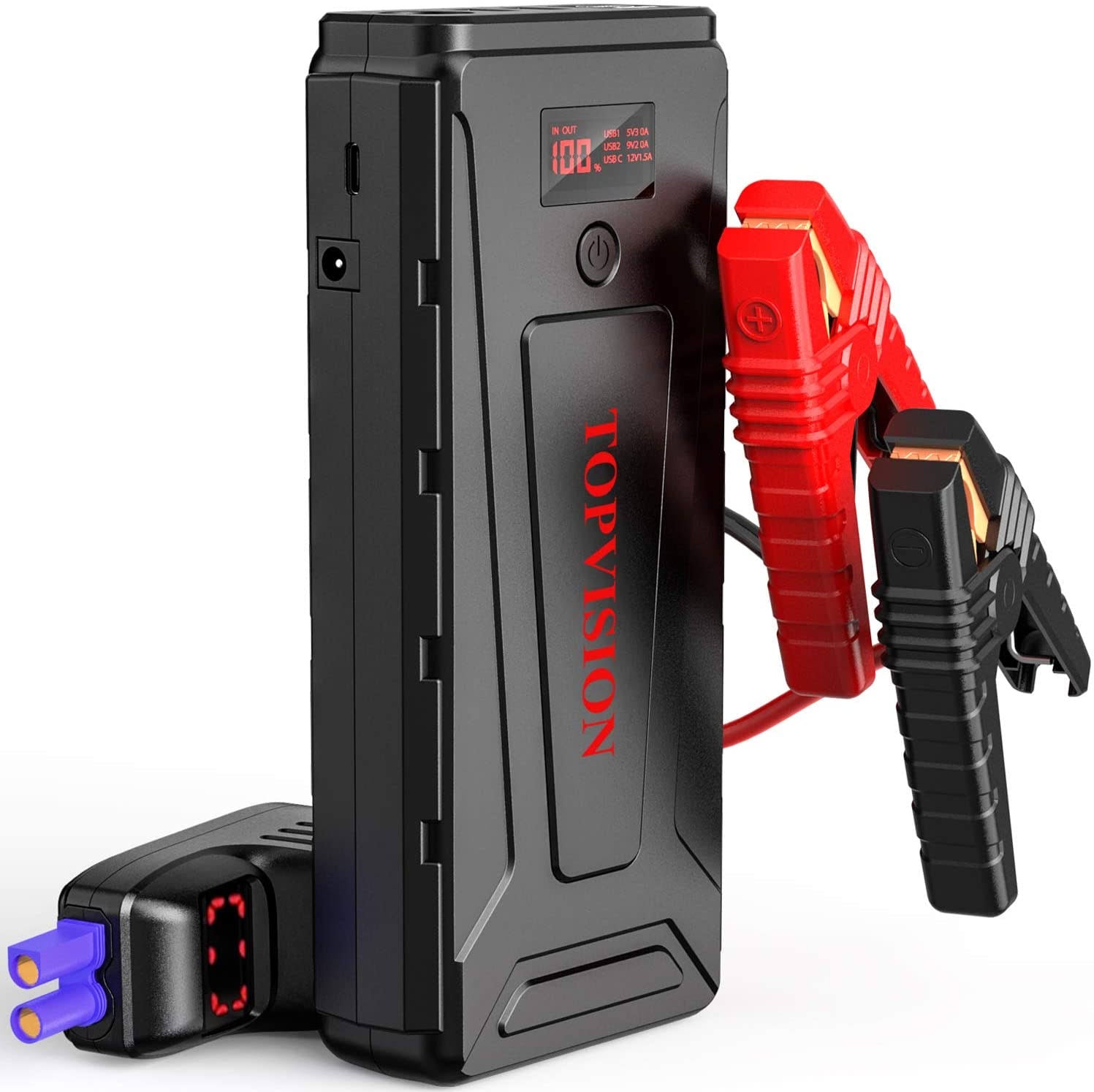 Battery Starter for Car Topvision 2200A Peak 20800mAh Portable Car Power Pack with USB Quick Charge 3.0 (Up to 7.0L GAS or 6.5L