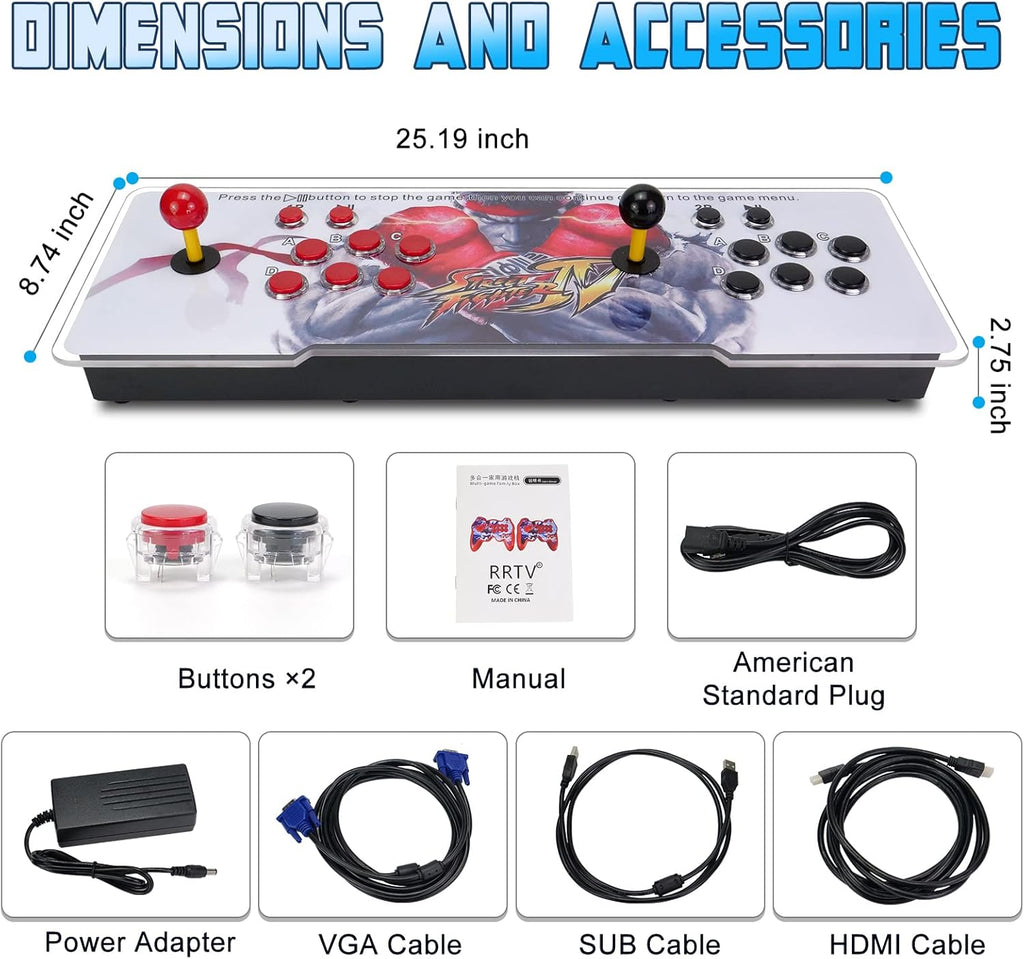 3D Arcade Game Console with 3800 Games, Red and White B3757