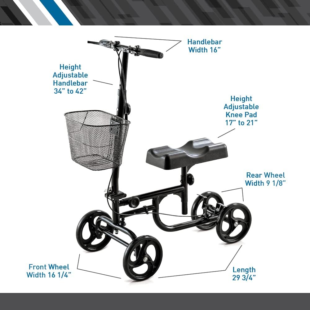 BodyMed Knee Walker – Lightweight Foldable Recovery Scooter for Adults T25520