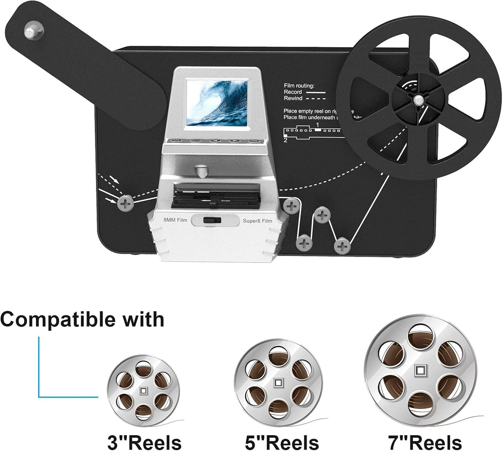 8mm & Super 8 Reels to Digital Film Scanner Converter with 2.4 LCD J422