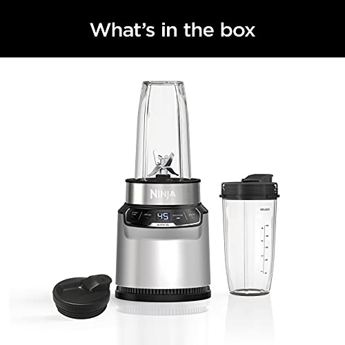 Ninja BN401 Nutri Pro Compact Personal Blender, 1100-Peak-Watts, with 2 To-Go Cups, Cloud Silver I18264