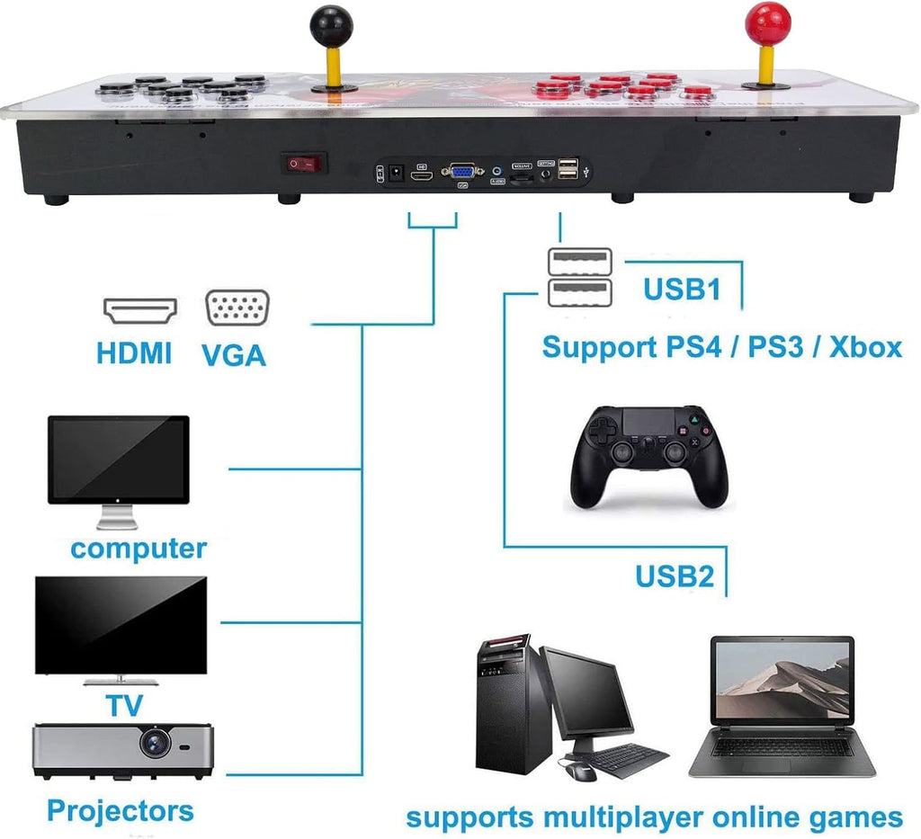 3D Arcade Game Console with 3800 Games, Red and White B3757
