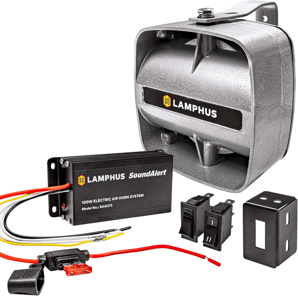 LAMPHUS SoundAlert 12V 100W Electric Air Horn Kit for Truck UTV ATV Car B405493