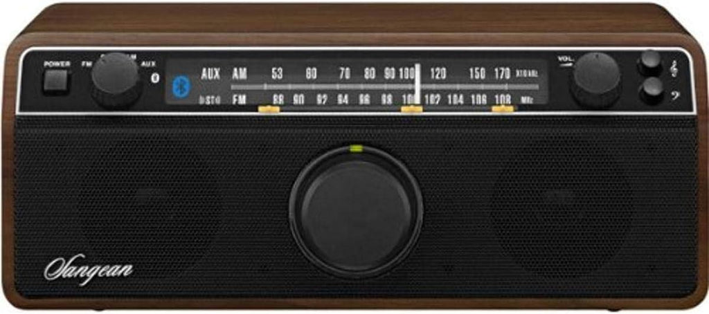 Sangean WR-12BT AM/FM Bluetooth Stereo Wooden Cabinet Radio, Dark Walnut E24023