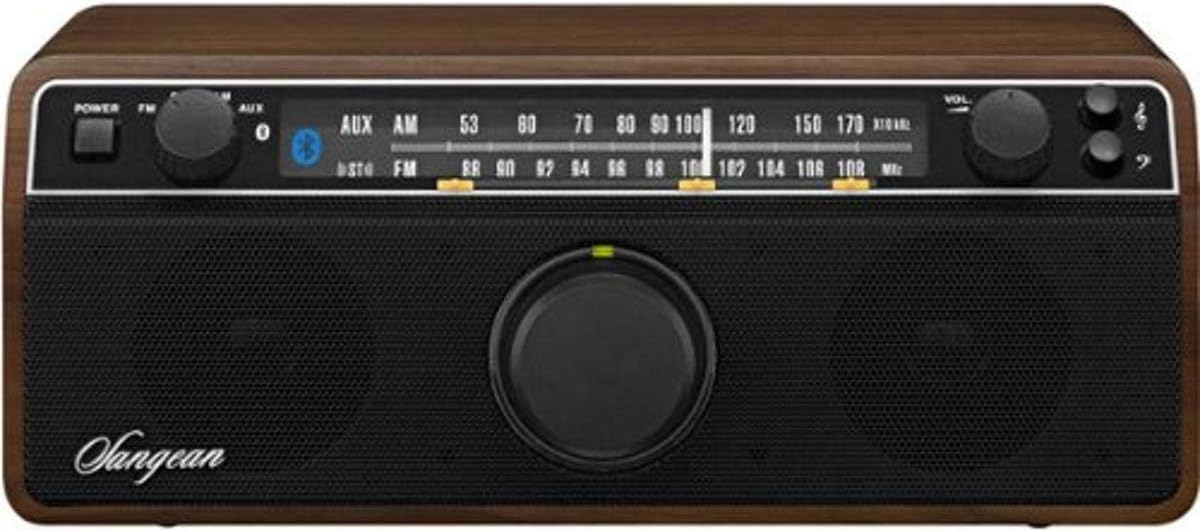 Sangean WR-12BT AM/FM Bluetooth Stereo Wooden Cabinet Radio, Dark Walnut E24023