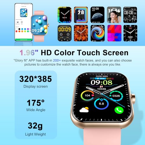 Smart Watch 1.96 HD Fitness Tracker with Heart Rate Monitor for Men Women X2198