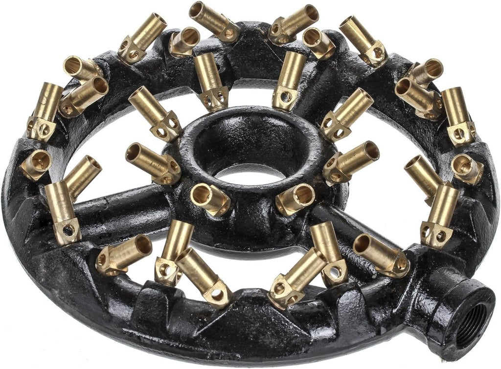 DuraSteel Propane Gas Jet Burner For Chinese Wok Range, Grilling, Stir Fry - Cast Iron Body Round Nozzle Jet Burner with 32 Brass Tips - Up 160,000 BTU