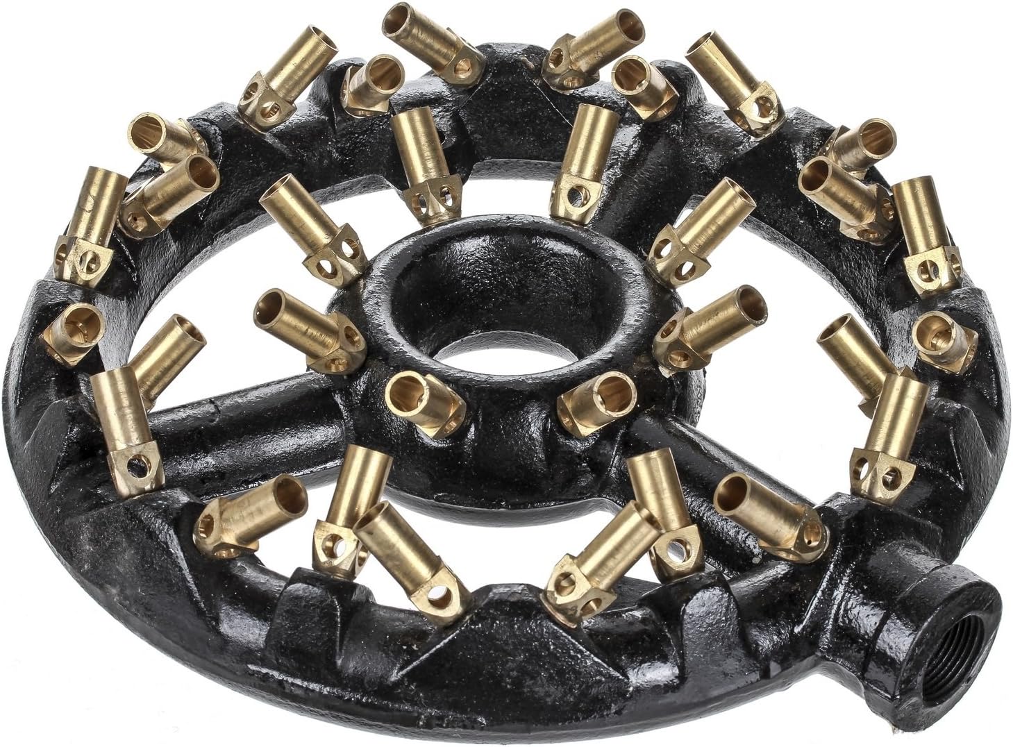 DuraSteel Propane Gas Jet Burner For Chinese Wok Range, Grilling, Stir Fry - Cast Iron Body Round Nozzle Jet Burner with 32 Brass Tips - Up 160,000 BTU