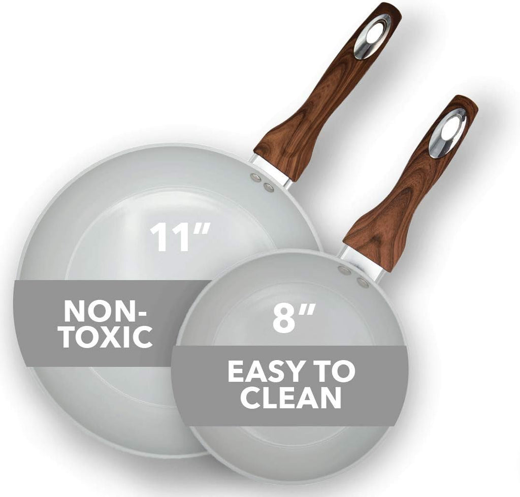 Phantom Chef 8” & 11 Frying Pan Set, Nonstick Ceramic Coating, 2 Piece, Yellow Z700