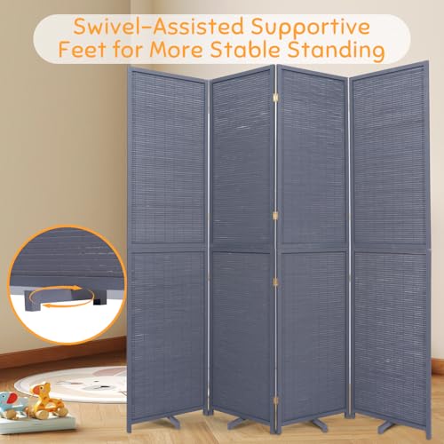 Bamboo Room Divider Folding Privacy Screen 4 Panel Brown R433280