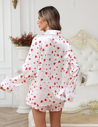 Ekouaer Women's Bridal Satin Pajama Set Long Sleeve Sleepwear B403