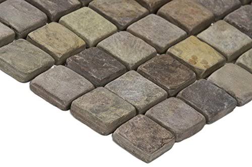 M S International Mixed Color 12 in. x 12 in. Tumbled Slate Mosaic Tile B144700