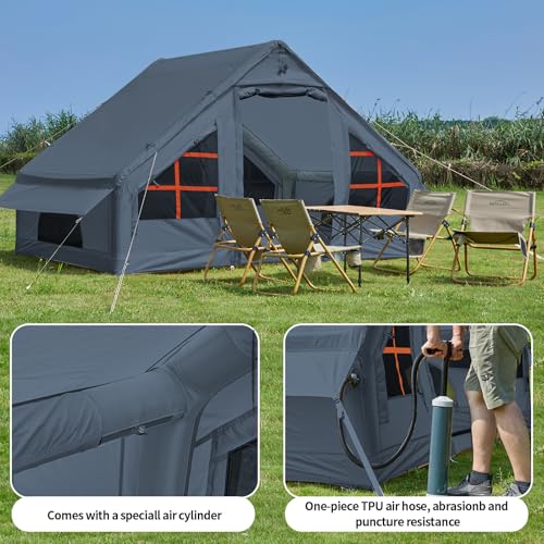 Inflatable Tent with Pump for 4-6 Person Camping, Waterproof Instant Setup E80331