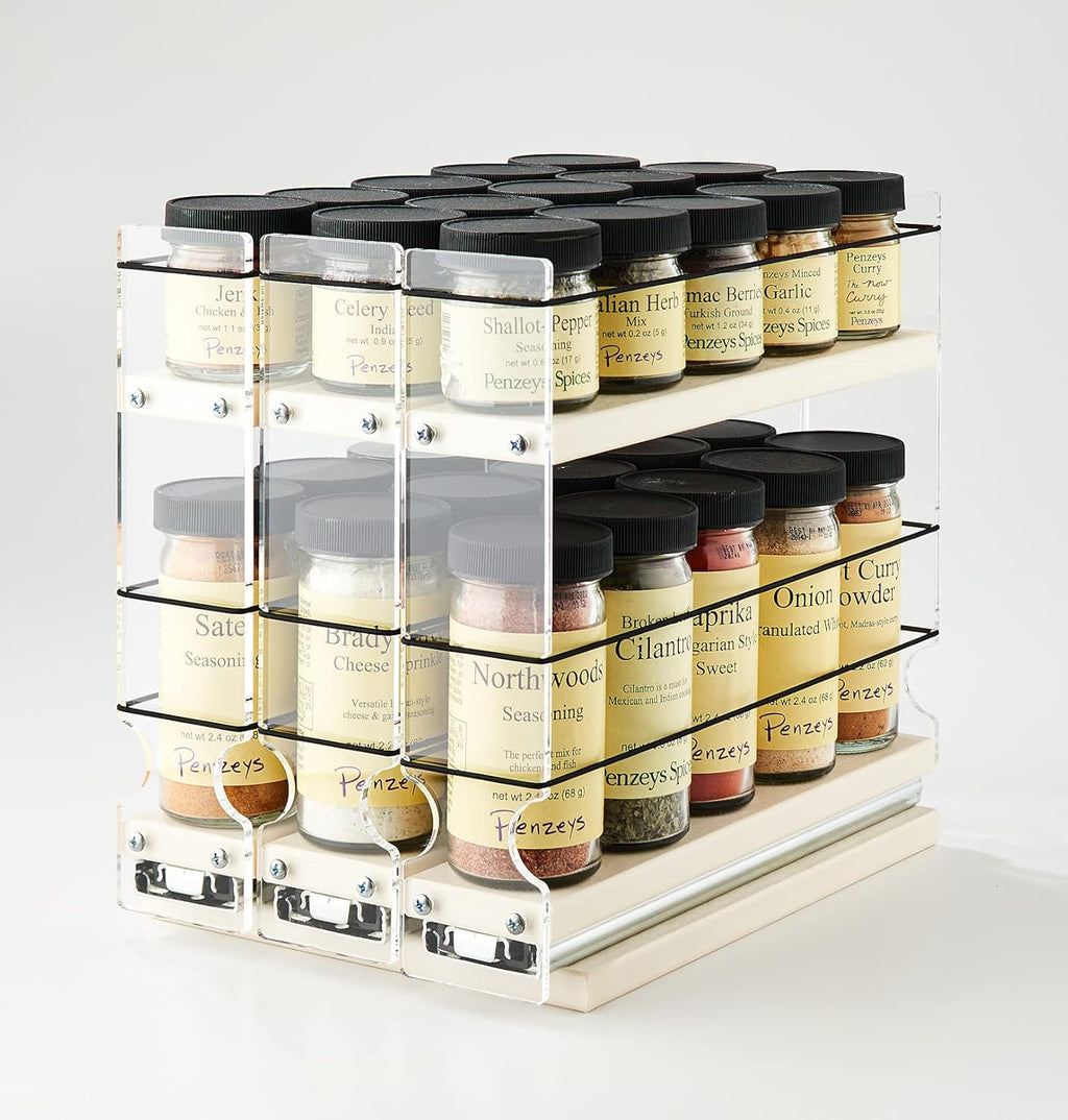 Vertical Spice - 222x1.5x11 DC - Spice Rack - 3 Drawers - 15 Regular/15 Half-size Capacity - Cabinet Mounted