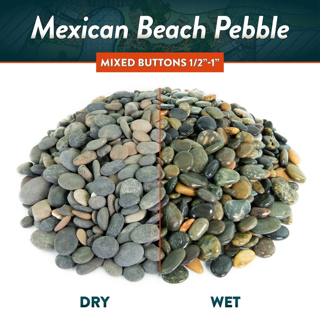 Mexican Beach Pebbles 40 lbs Smooth Round Stones for Gardens, Landscape, Ponds, and Décor A11864