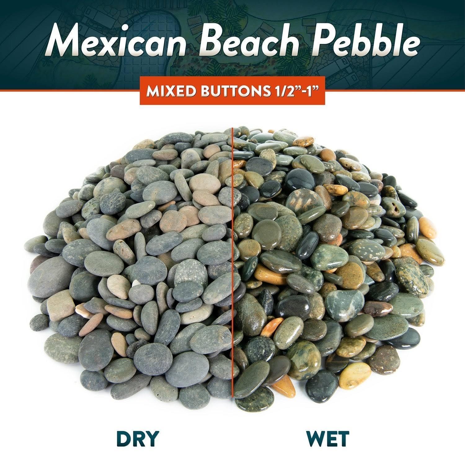 Mexican Beach Pebbles 40 lbs Smooth Round Stones for Gardens, Landscape, Ponds, and Décor A11864