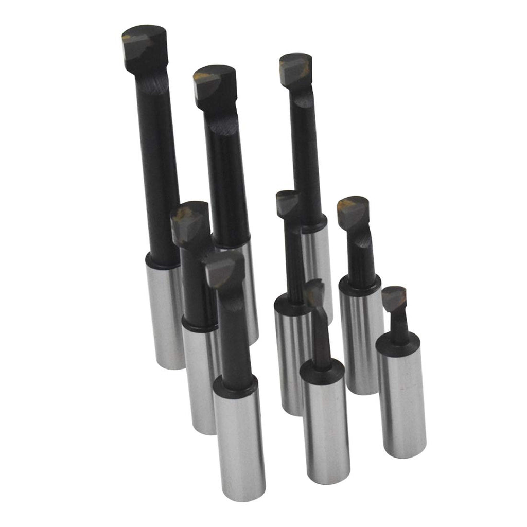 2 Boring Head 9pcs R8 Shank 1/2 Carbide Boring Bar Set Z214