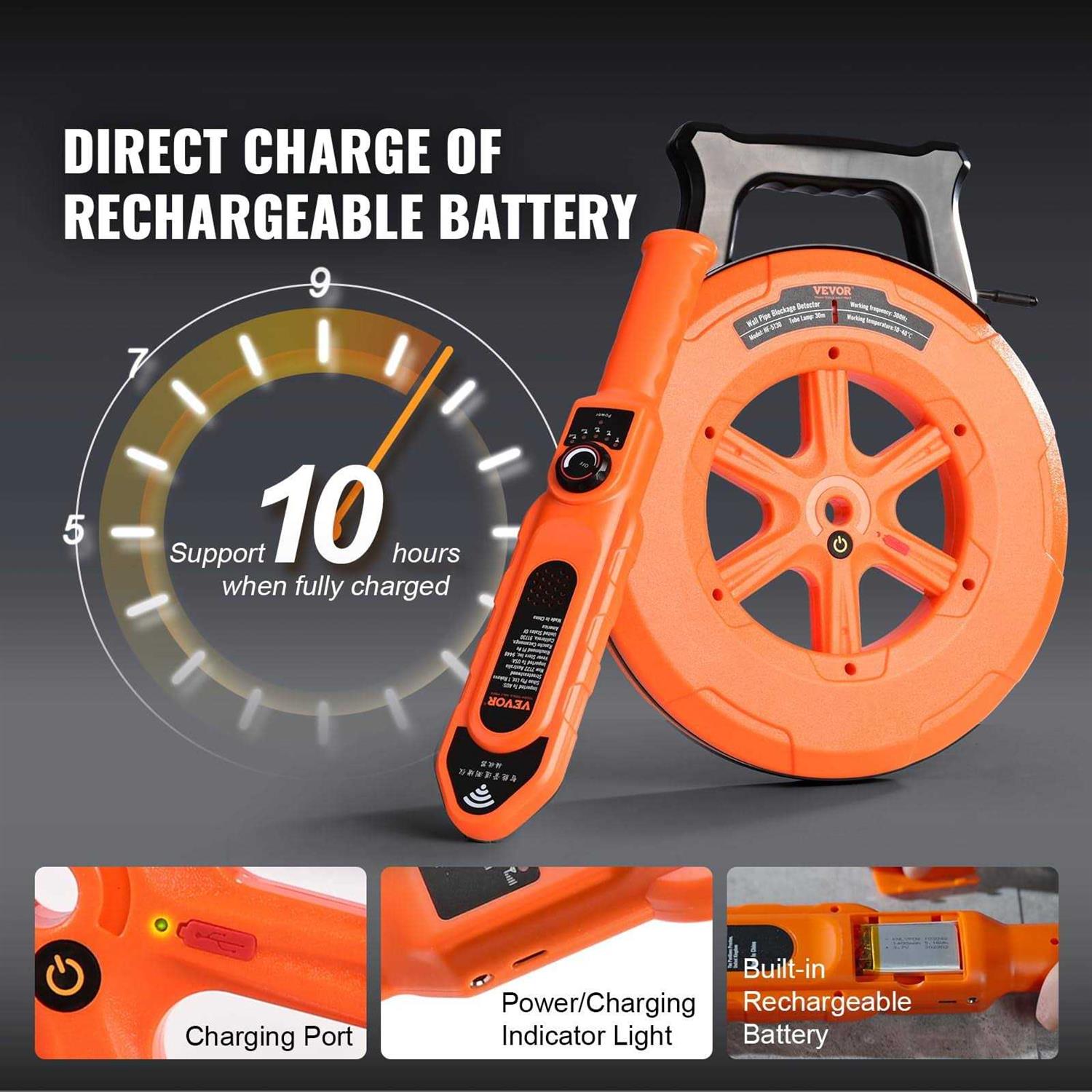 VEVOR Pipe Blockage Detector Locator 100ft Waterproof F239075