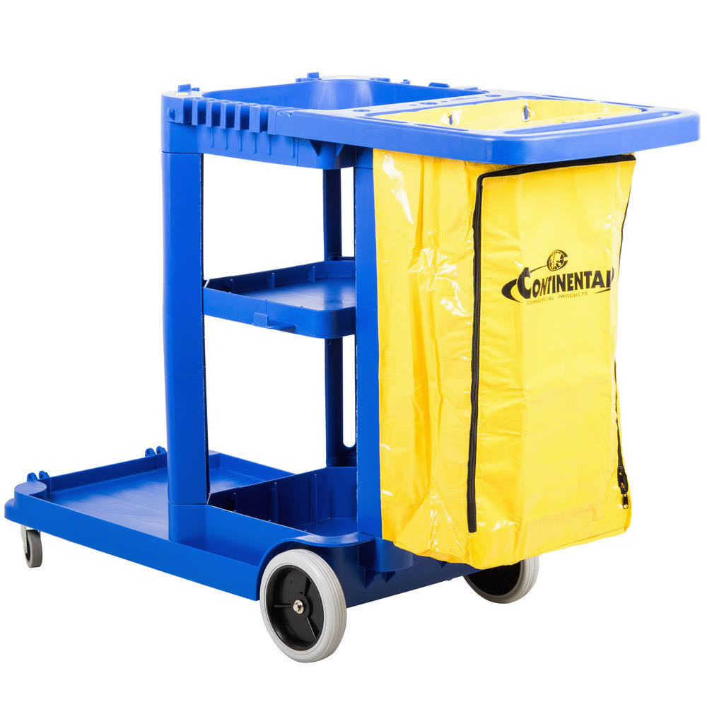 Continental 184BL Janitor Cart with Vinyl Bag L292156