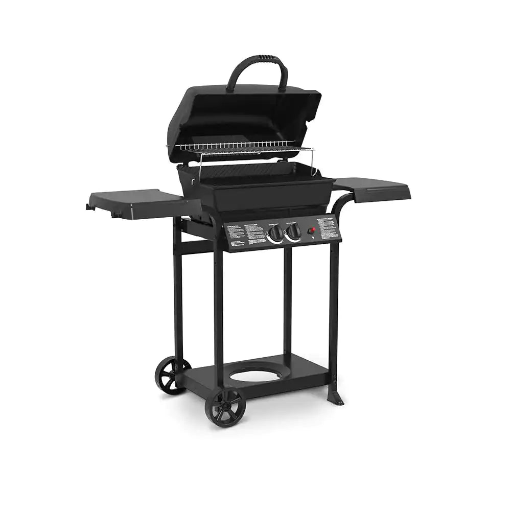 Huntington 2-Burner Cast Aluminum Propane Gas Grill, Black D7438