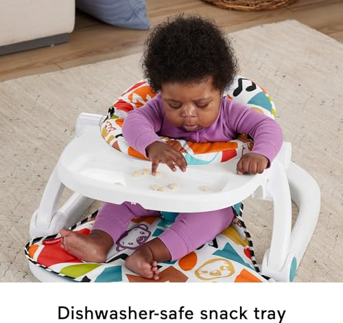 Fisher-Price Portable Baby Chair, Pink Kick & Play Deluxe Sit-Me-Up Seat with Piano Toy & Snack Tray O7962