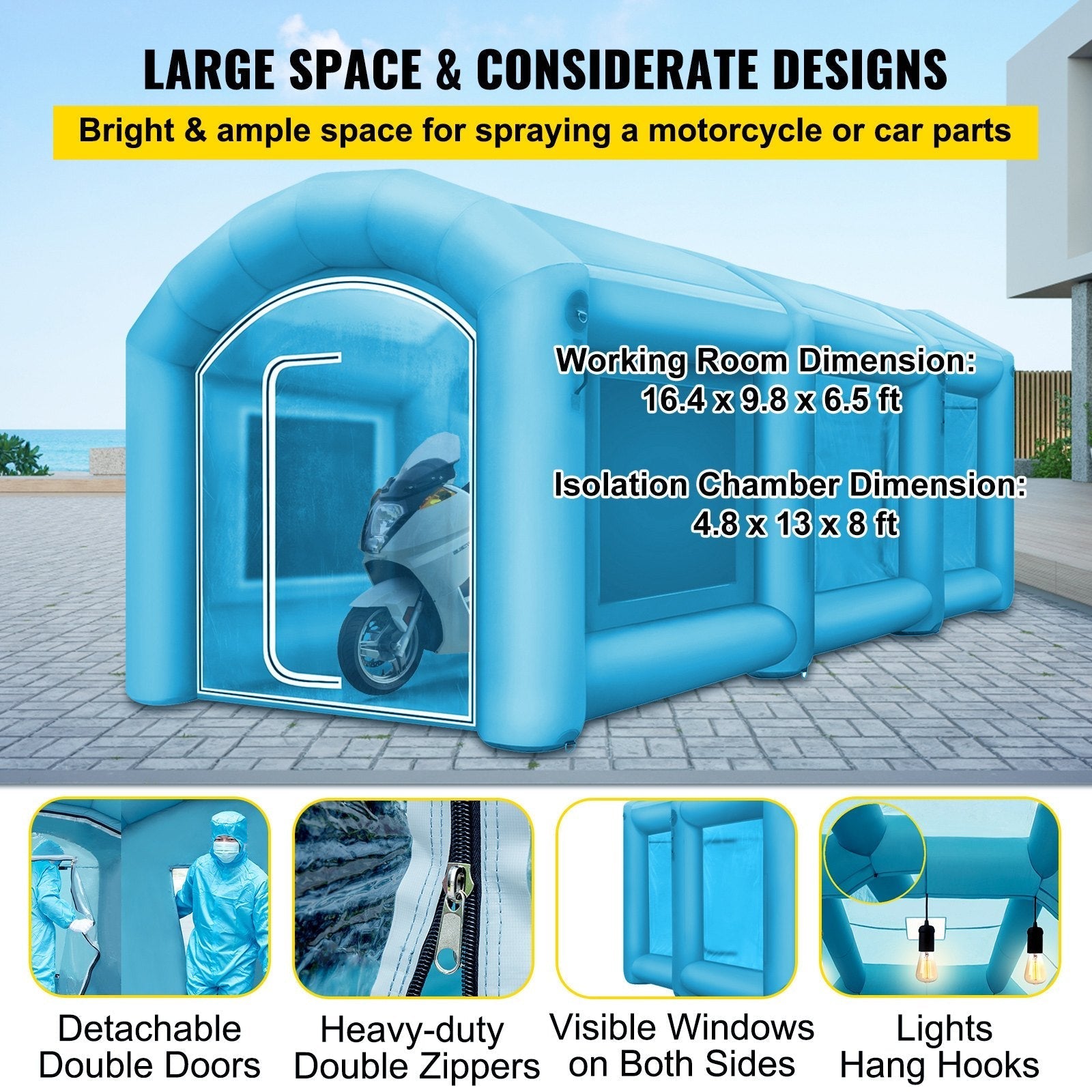Inflatable Spray Booth Car Paint Tent with Blowers 23x13x8ft F510