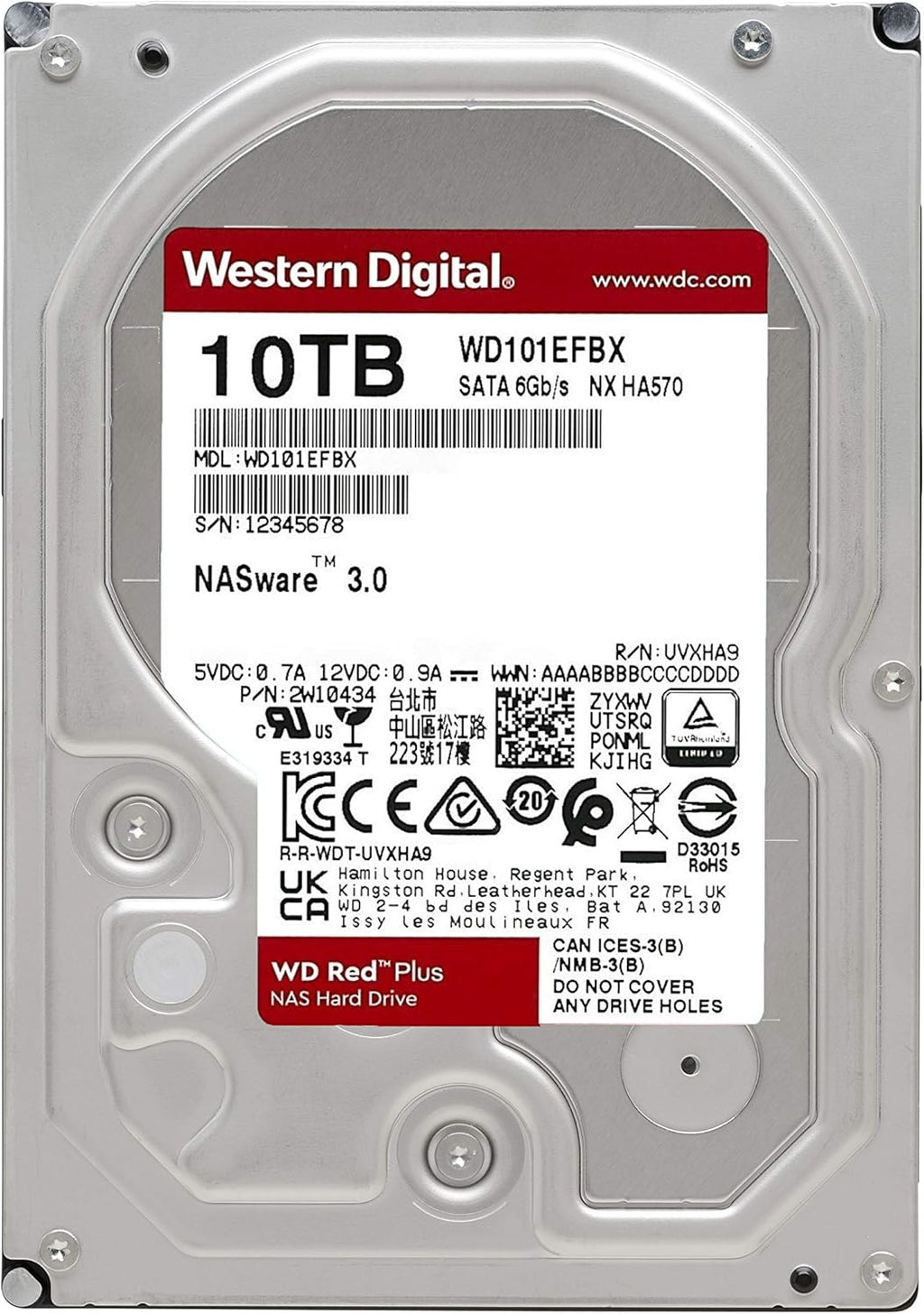 WD 2TB WD Red Plus NAS Internal Hard Drive HDD 5400 RPM SATA 6 Gb/s CMR 128 MB Cache 3.5 K7277