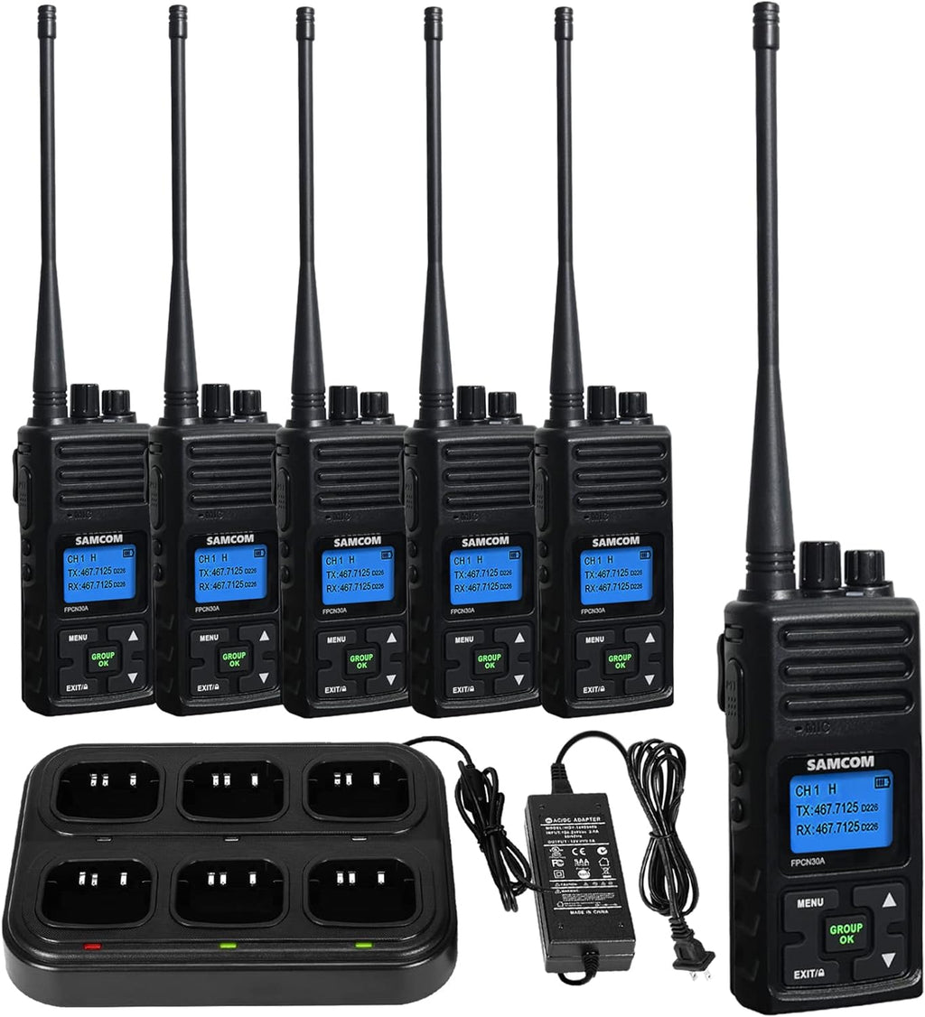 SAMCOM Two Way Radio 5 Watt Rechargeable Walkie Talkies for Adults (Black 6 Pcs) Z6967
