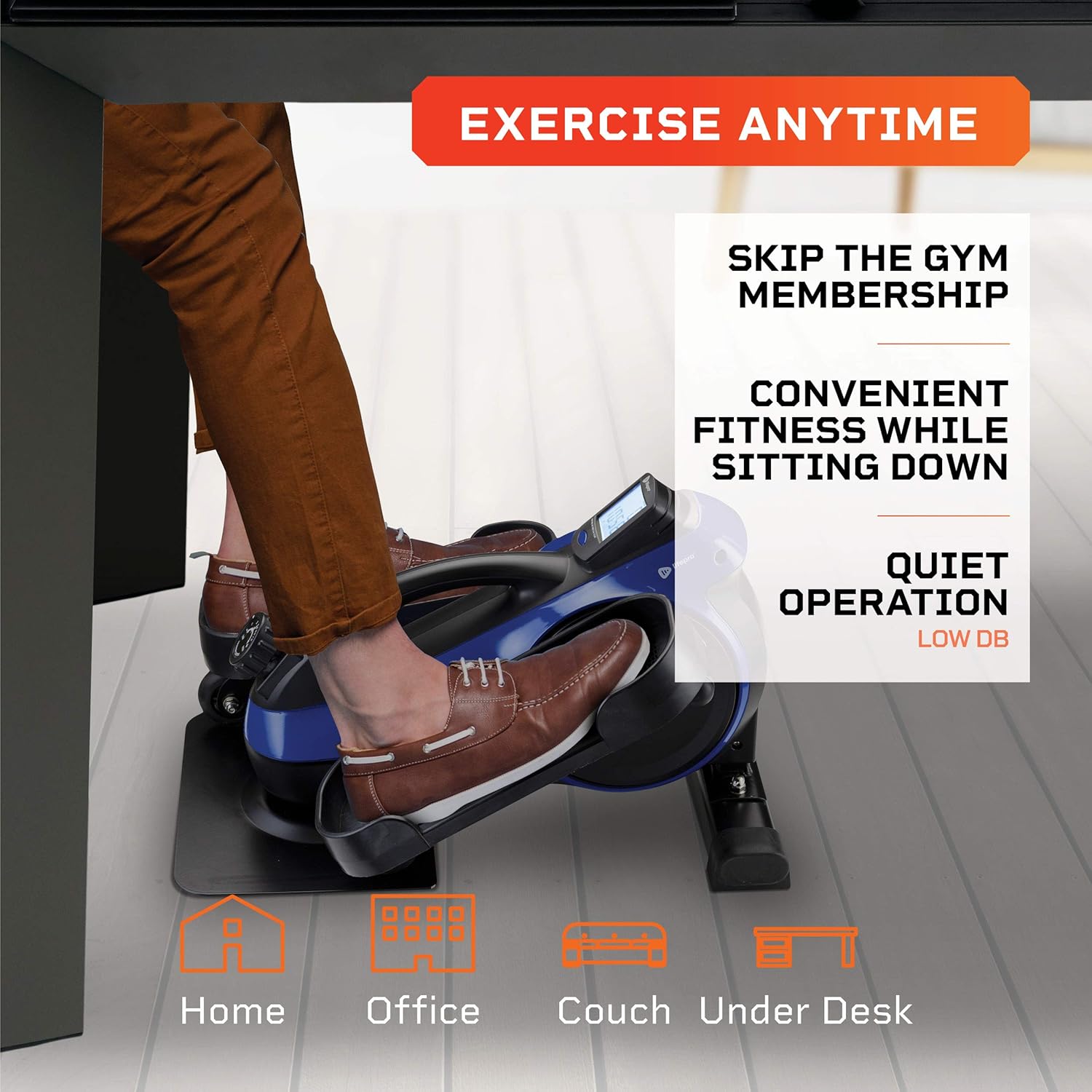 LifePro Under Desk Elliptical Pedal Exerciser for Seniors Adults and Teens Blue O457561