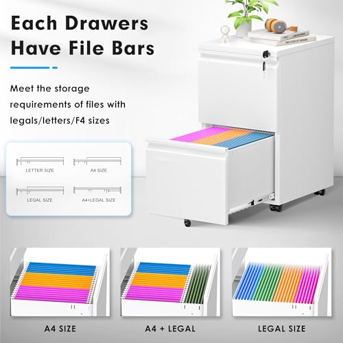 Greenvelly 3 Drawer Mobile File Cabinet with Lock, Black Z901