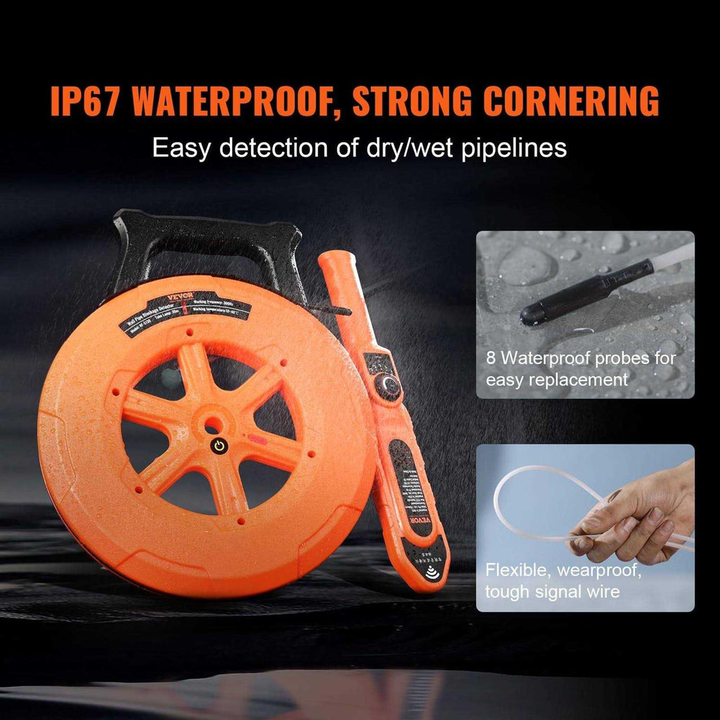 VEVOR Pipe Blockage Detector Locator 100ft Waterproof F239075