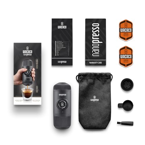 WACACO Nanopresso Portable Espresso Maker, 18 Bar Pressure, Manual Travel Coffee Maker J1045