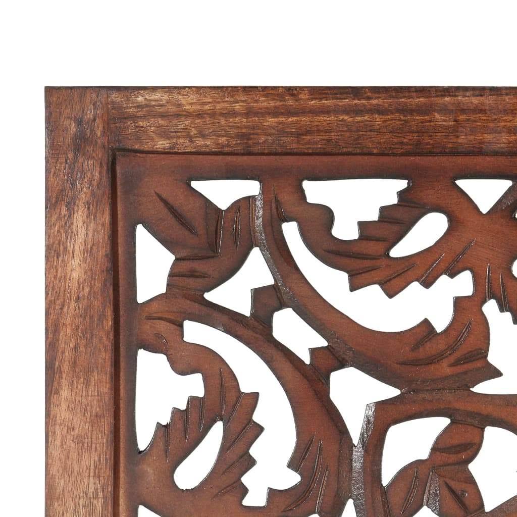 Hand Carved 3-Panel Solid Mango Wood Room Divider Brown S96127