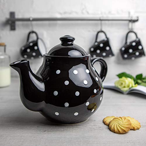 City to Cottage® Handmade Ceramic Polka Dot Teapot Set with Milk Jug and Sugar Bowl L855734