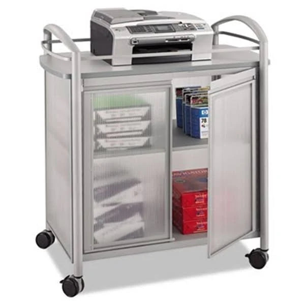 Safco Impromptu Refreshment Cart, 3-Shelf Steel Gray Trolley R436