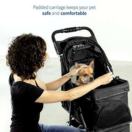 VIVO Black 3 Wheel Foldable Pet Stroller for Cat and Dog H9764