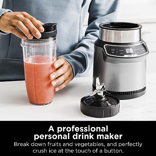 Ninja BN401 Nutri Pro Compact Personal Blender, 1100-Peak-Watts, with 2 To-Go Cups, Cloud Silver I18264