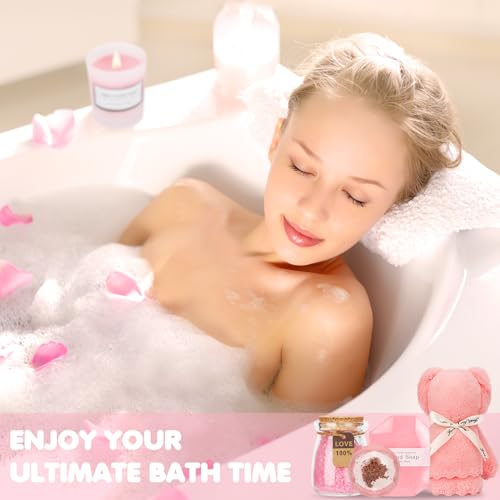 Relaxing Spa Gifts Care Package with Luxury Flannel Blanket and Light-Up Rose V553