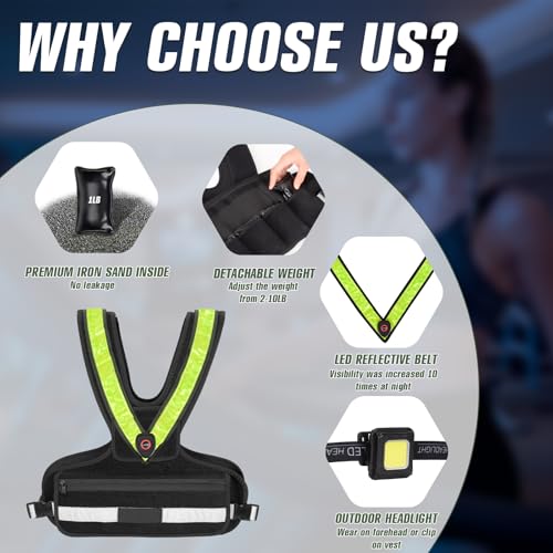 Weighted Vest for Women with LED Reflective Belt, 2-10 lbs G42983