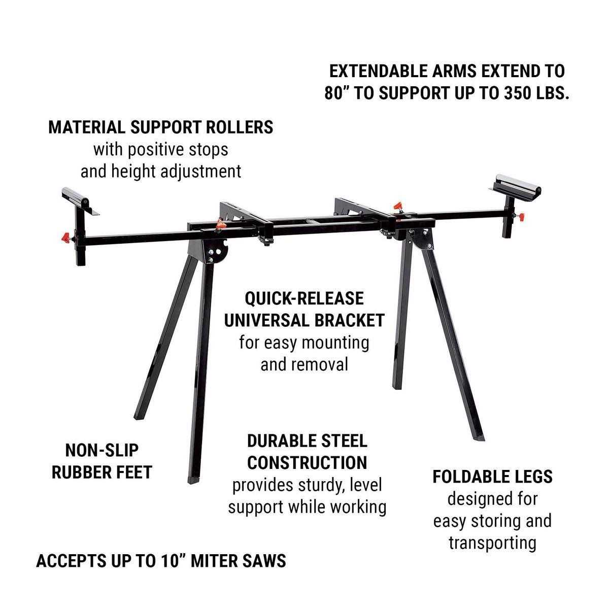 Warrior 350 lb. Folding Miter Saw Stand for Saws Up to 10 Z59878