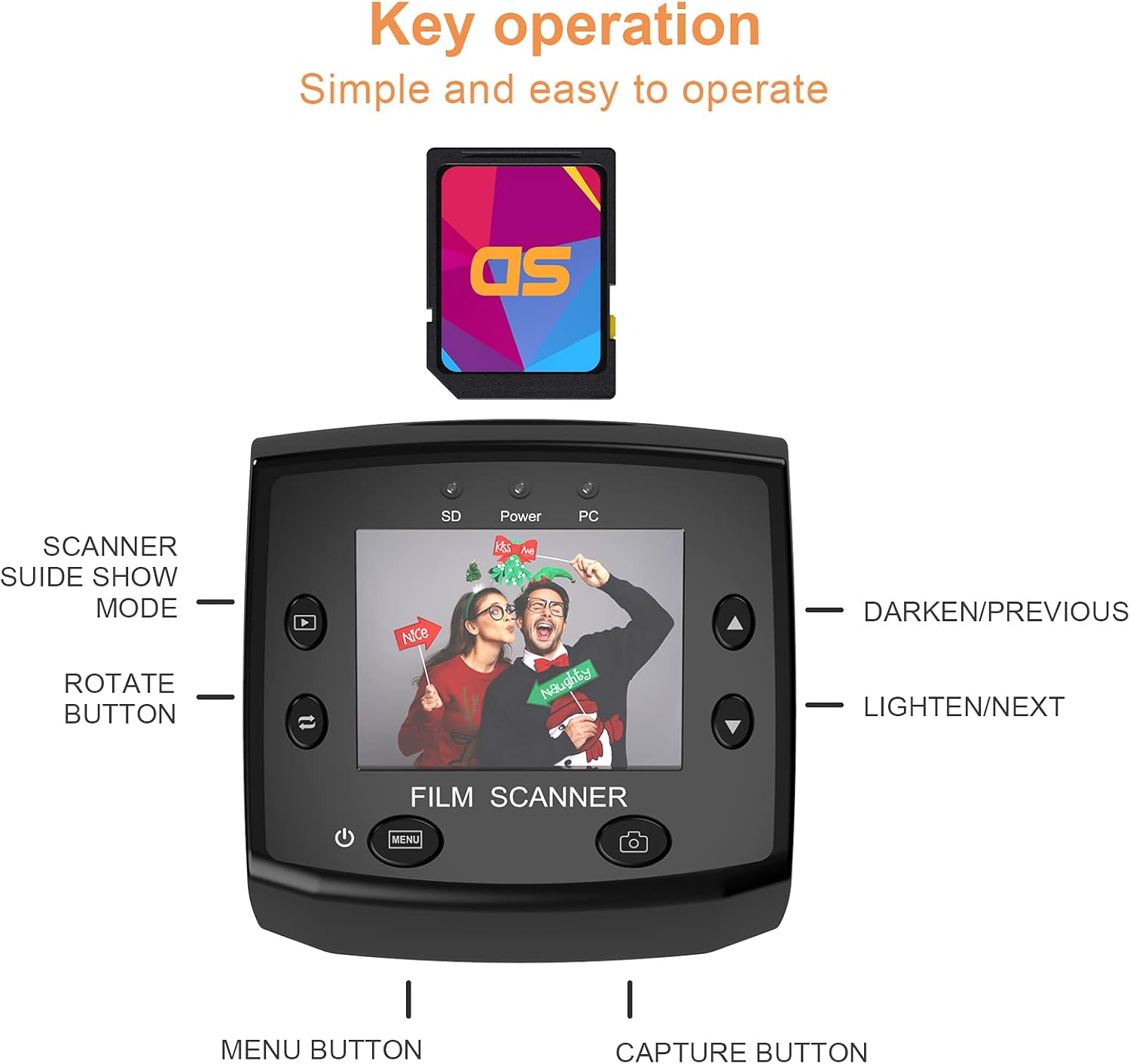 135 Film Scanner High Resolution Slide Viewer with SD Card Save F70674