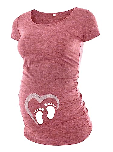 Pack of 3 Maternity Shirts for Women Cute Funny Graphic Ruched Sides Tops J532