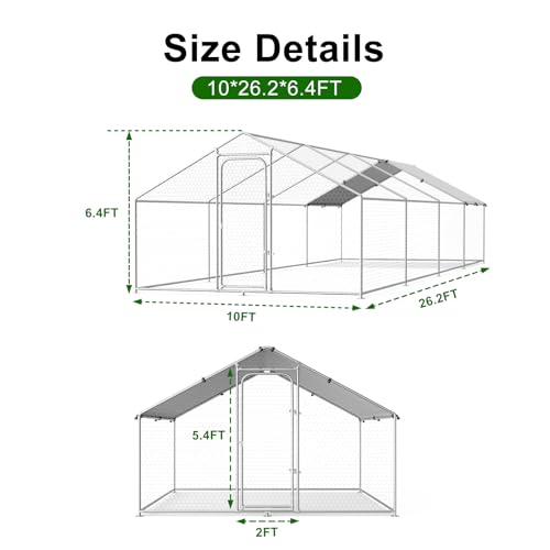 Large Metal Chicken Coop Walk-in Poultry Cage with Waterproof Cover D237341