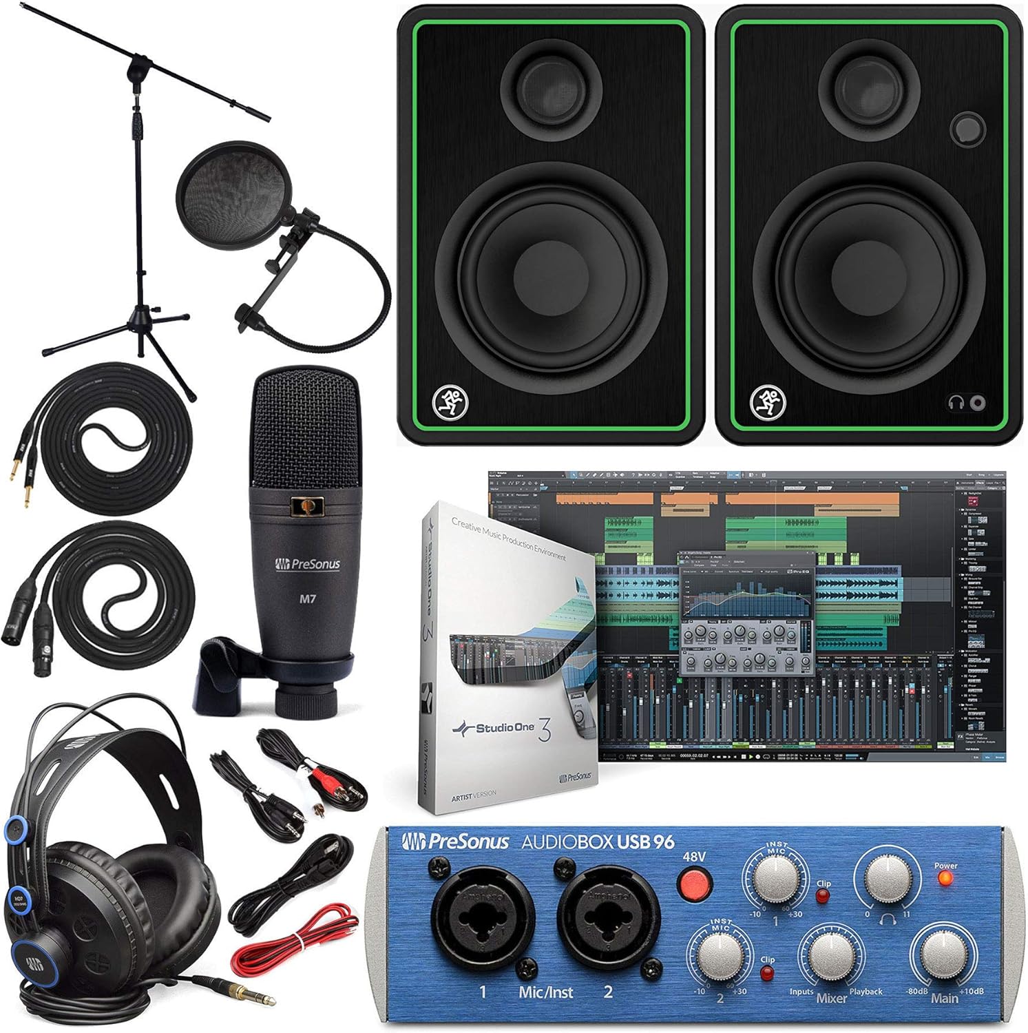 PreSonus AudioBox 96 Studio Bundle with Studio One Artist and Mackie CR3-X BT Monitors L86183